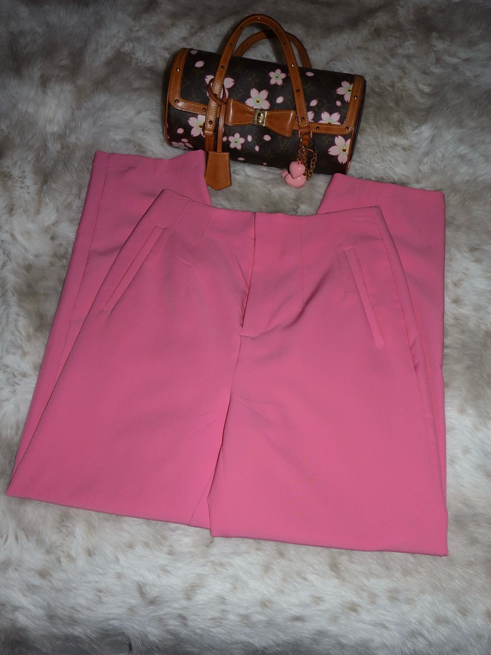 Pink Women's High Rise Tailored Pants